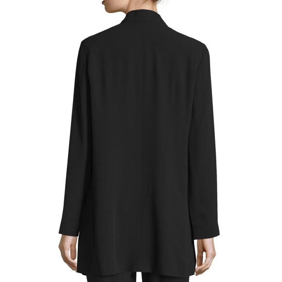 EILEEN FISHER Silk Georgette Crepe Kimono Long Jacket in Black Size XXS - Picture 2 of 2